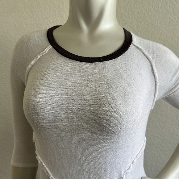 FREE PEOPLE INTIMATELY WHITE BLACK 3/4 SLEEVE WEEKEND LAYERING TOP Sz XS - Picture 6 of 10